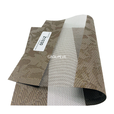 kopen Hoogwaardige brandwerende 35% polyester 65% PVC doorzichtige zonneblindjes Stof Duo-tonen online vervaardiging