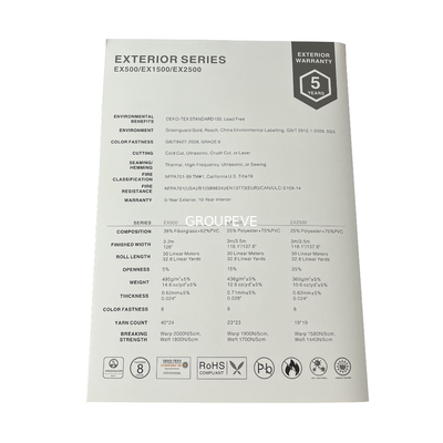 3.2m het Zonneschermstof Vuurvaste 495gsm van de Breedteglasvezel voor Buitenzonneblinden