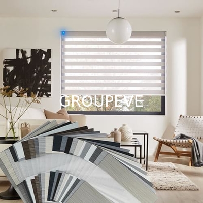kopen 100% polyester dag en nacht raamluiken voor het huis elektrische motor uk opties decoratieve trekken naar beneden schaduwen online vervaardiging