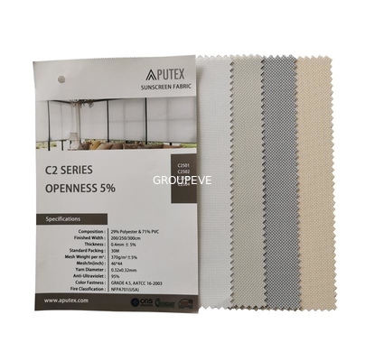 Goede prijs. De de openheids370g 30% polyester van zonlichtblinden 5% en 70%-de rol van pvc verblinden stoffen voor vensterbehandeling online
